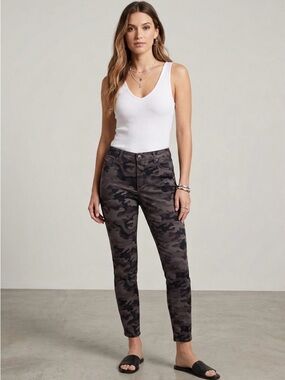 Nine West Gramercy Gray Skinny Camo Ankle Jeans Size 10